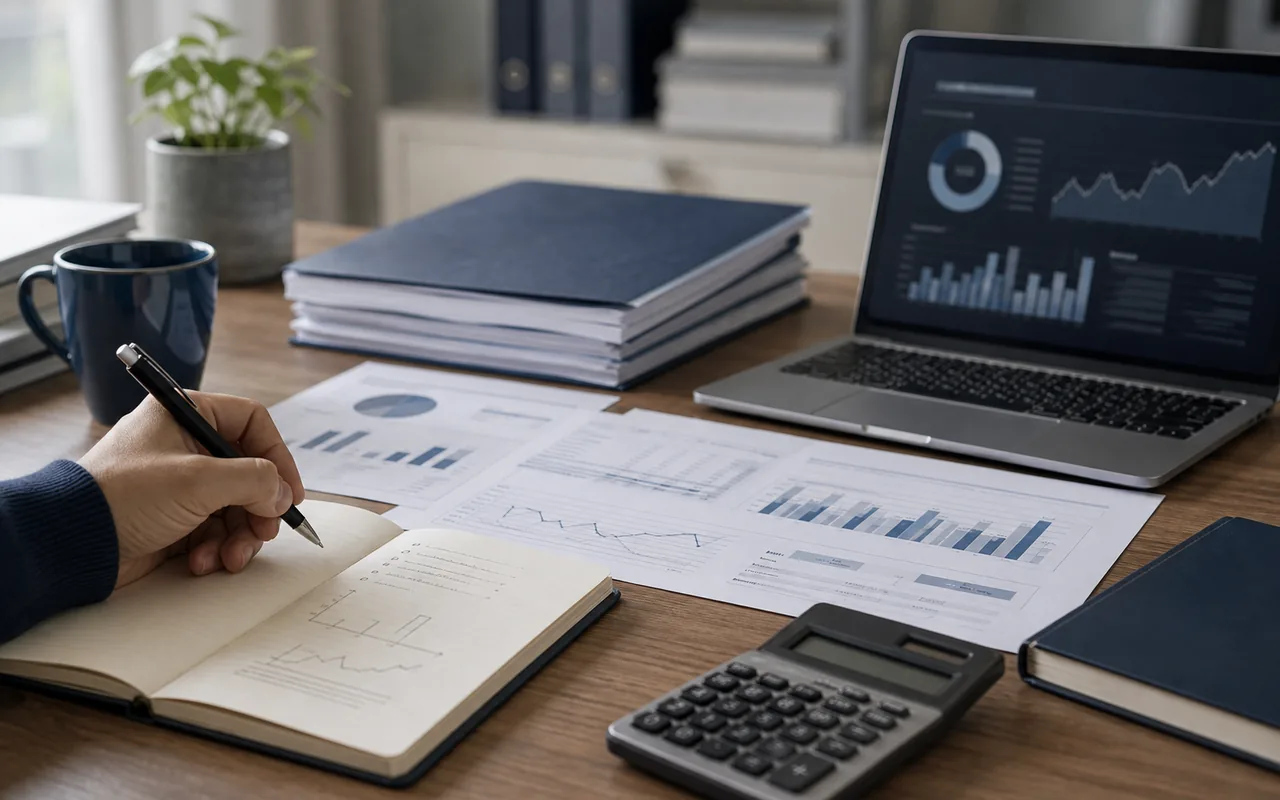Ruhiger Finanzarbeitsplatz mit Reserveplanung, Budget?bersicht und Liquidit?tspuffer