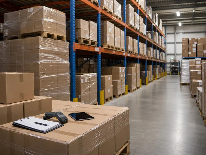 Pallets und Lagerarbeitsplatz im Großhandel für Wareneinkauf und Bestandsplanung